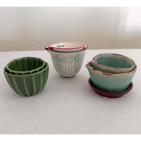 Handpainted Ceramic Measuring Cups Set Mix and Match Styles Set Rustic Cottage - Picture 4 of 14